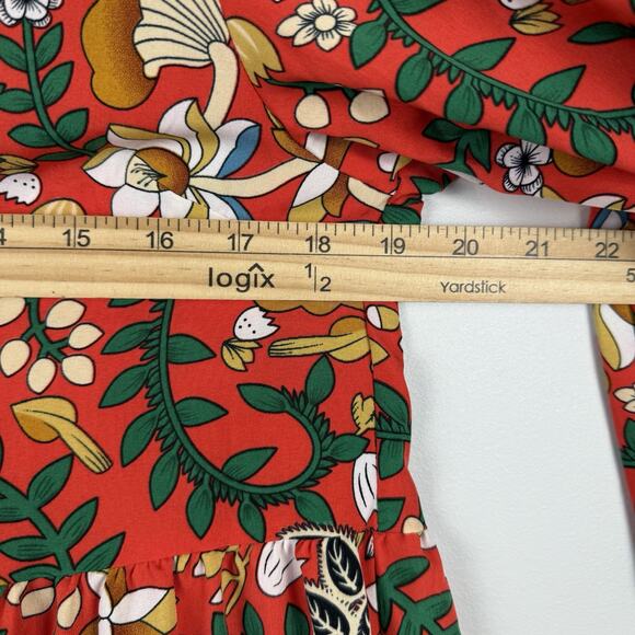 Sunday Up Womens Floral Boho Dress Medium Orange Retro Eclectic Mini Boho Easter - Picture 9 of 10